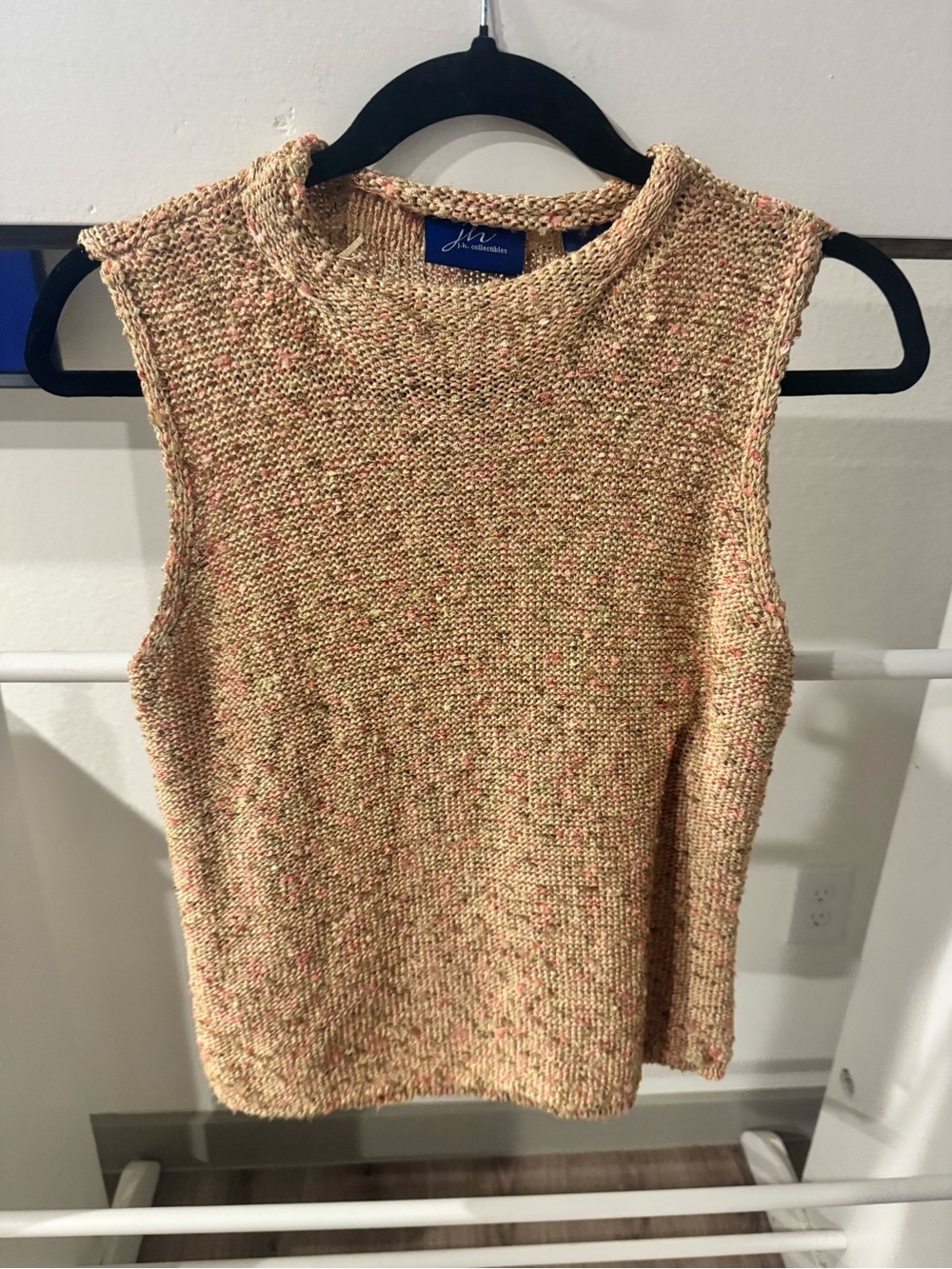 JH Collectibles Beige Multicolor Speckled Sleeveless Crewneck Sweater